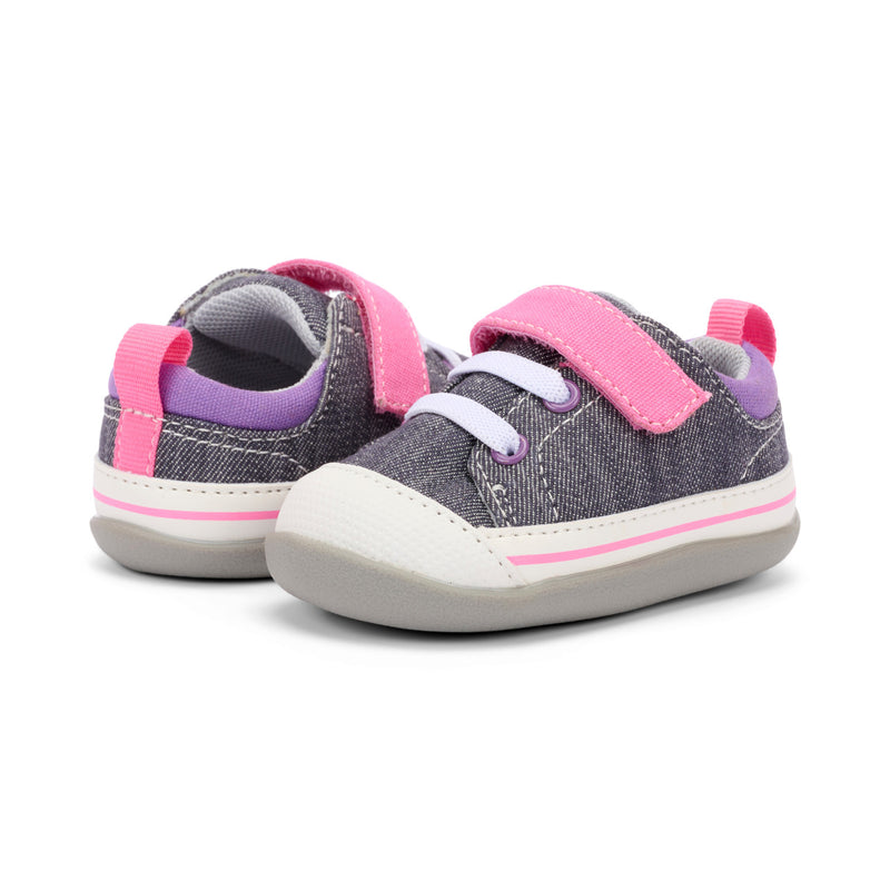 Stevie II Infant Shoe - Gray/Pink by See Kai Run