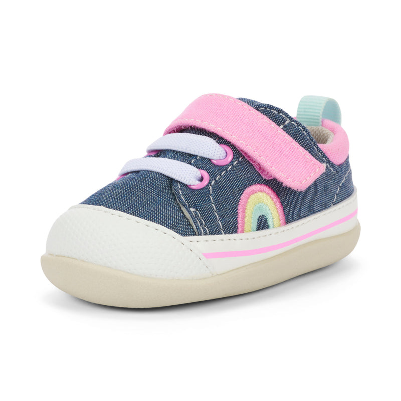 Stevie II Infant Shoe - Chambray/Pink by See Kai Run