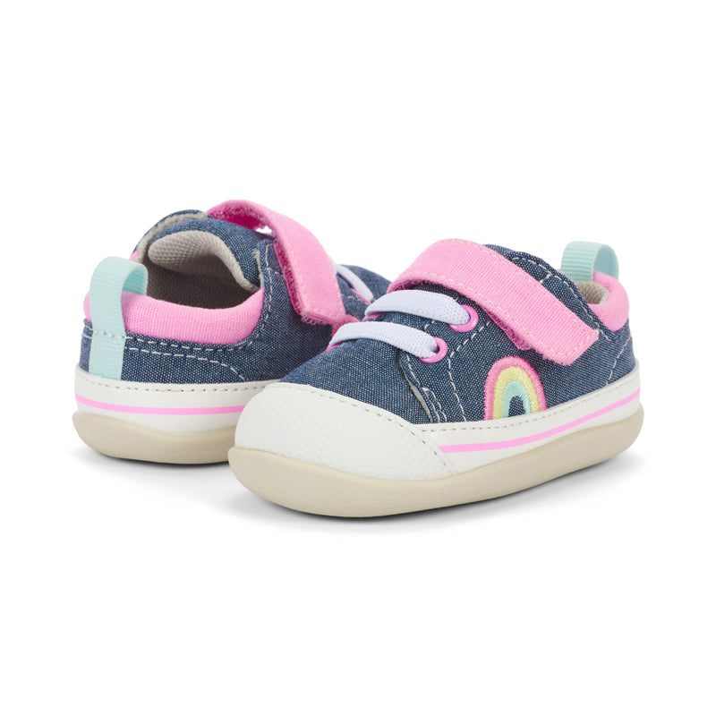 Stevie II Infant Shoe - Chambray/Pink by See Kai Run