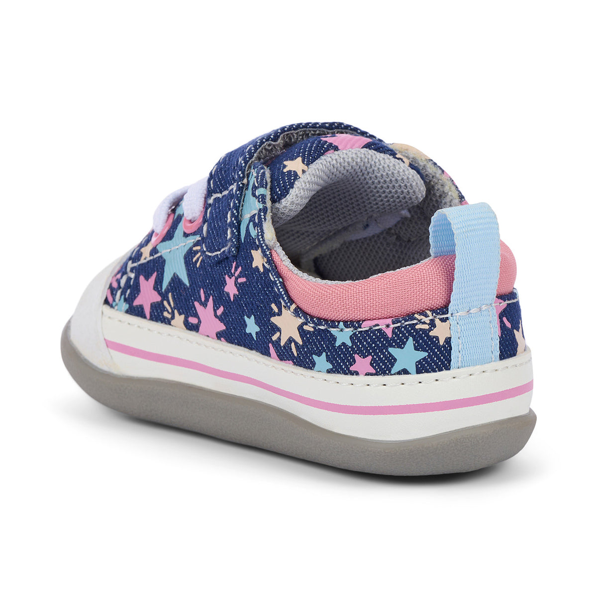 Children's shoe with star pattern on a white background