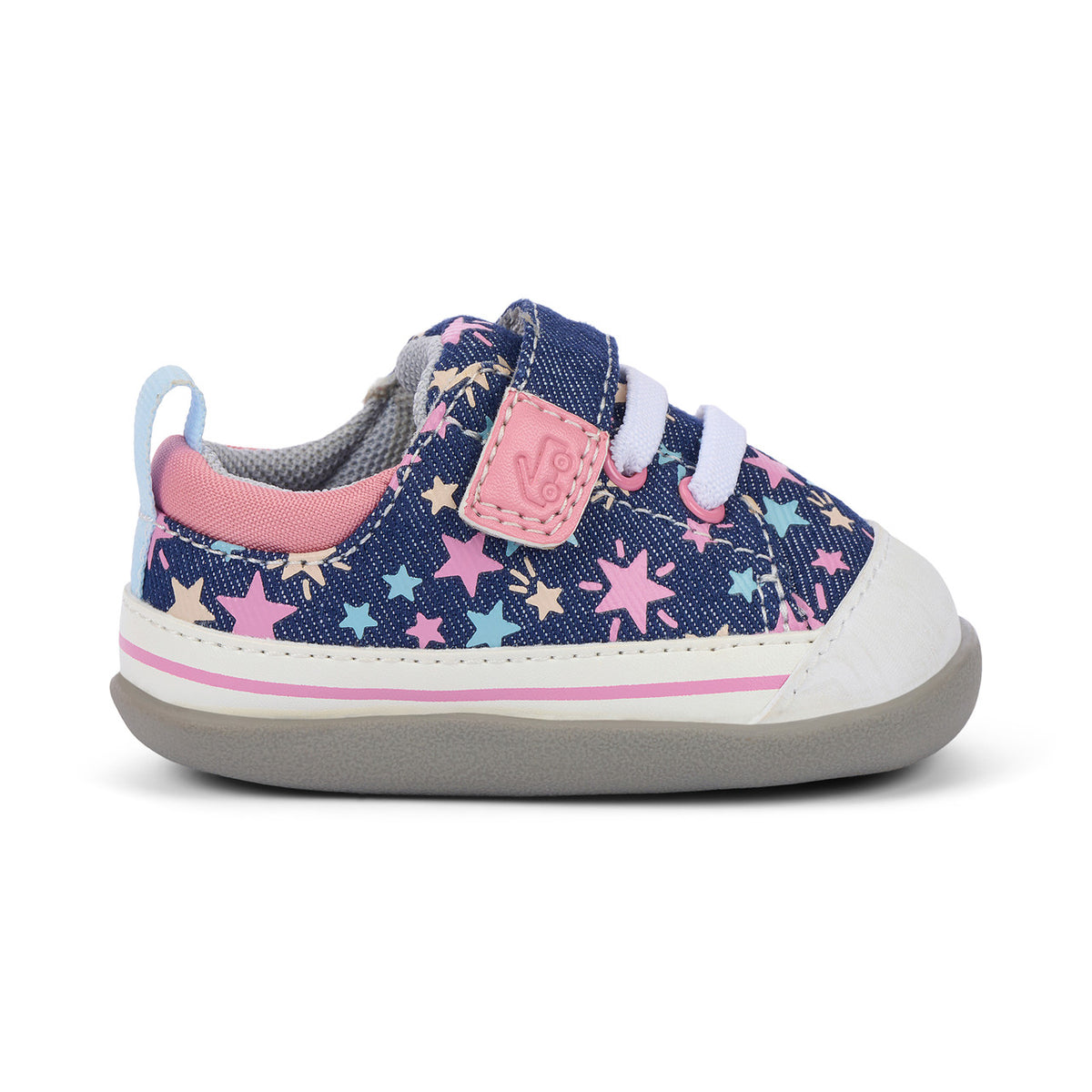 Children's shoe with star pattern on a white background