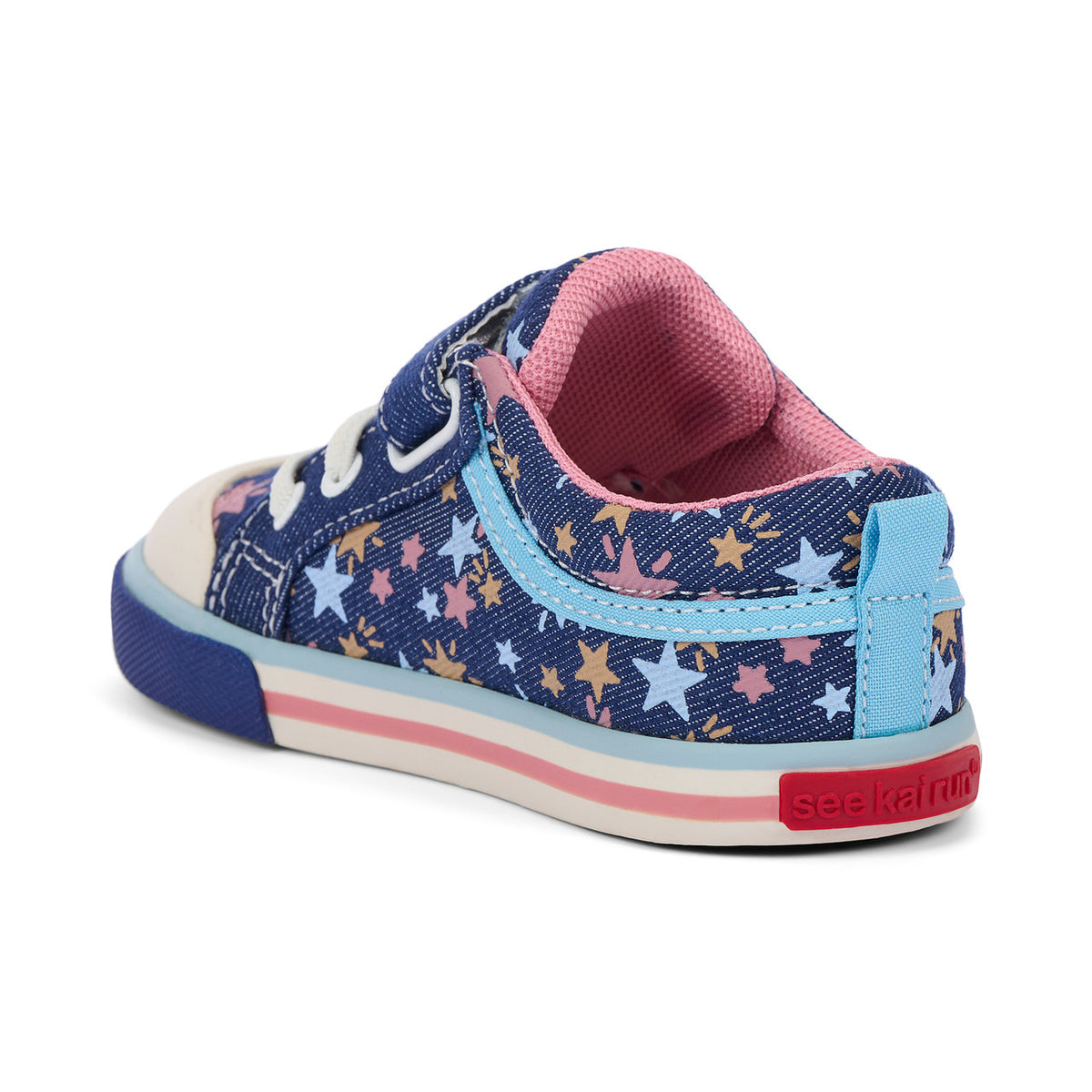Children's shoe with star pattern on a white background