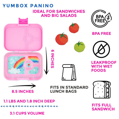 Yumbox Panino Leakproof Bento Box - 4 Compartment - Power Pink