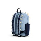 Children's backpack with dinosaur spikes on a white background