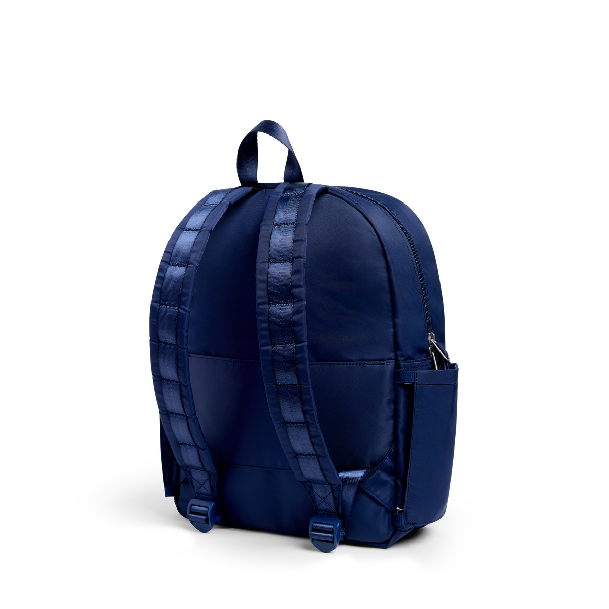 Navy blue backpack on a white background