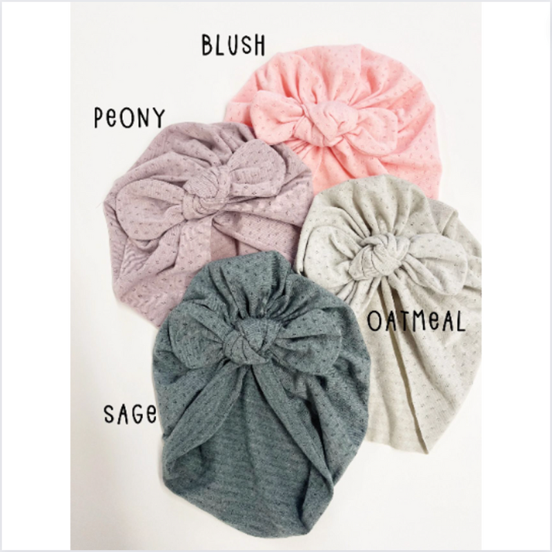 Lightweight Spring Bow Baby Turban - Oatmeal by Golden Dot Lane