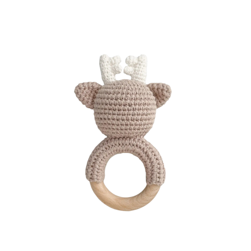 Cotton Crochet Rattle Teether - Deer by The Blueberry Hill
