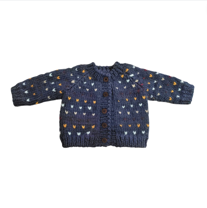 Sawyer Hand Knit Cardigan Sweater - Navy by The Blueberry Hill