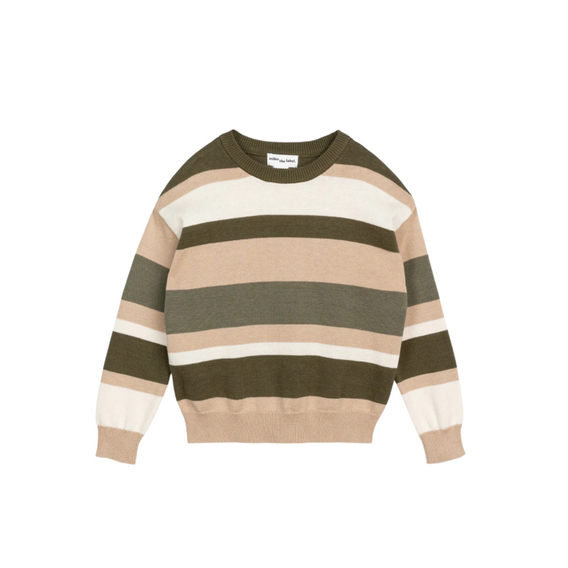 Stripe Jacquard Sweater - Lichen and Latte by miles the label. FINAL SALE