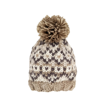 Fairisle Knit Hat - Pebble Brown by Huggalugs
