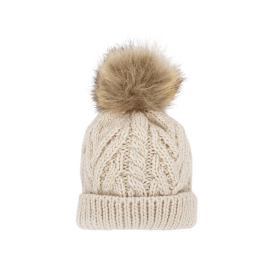 Pop Pom Knit Hat - Natural by Huggalugs
