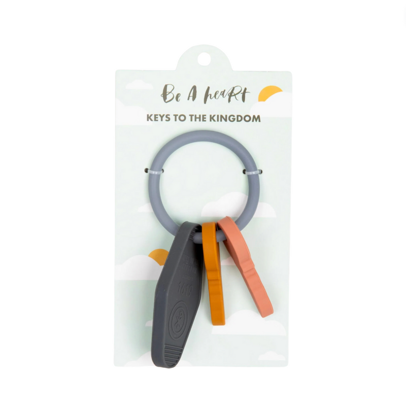 Keys to the Kingdom Silicone Teether  - Pink/Orange/Grey by Be A Heart