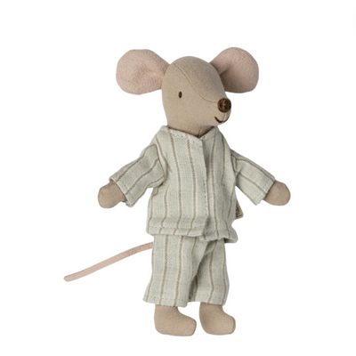 Big Brother Mouse in Matchbox - Mint Striped Pajamas by Maileg