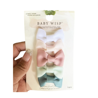 Charlotte Bows on Snap Clips Set of 5 - Faded Memory by Baby Wisp