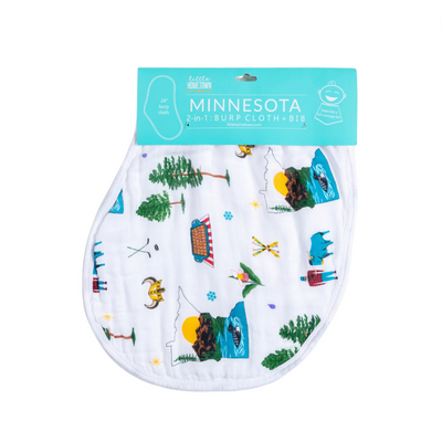 Minnesota Muslin Bib and Burp Cloth Combo by Little Hometown