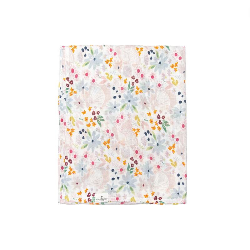 Luxe Muslin Swaddle - Shell Floral by Loulou Lollipop
