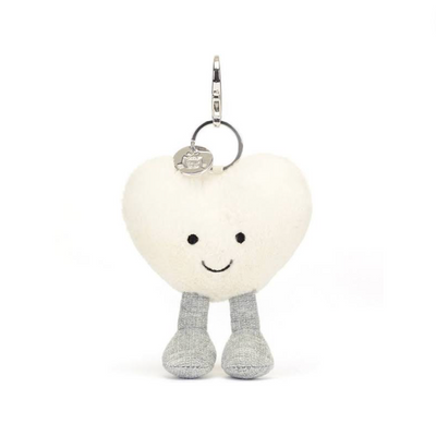 Amuseable Cream Heart Bag Charm by Jellycat