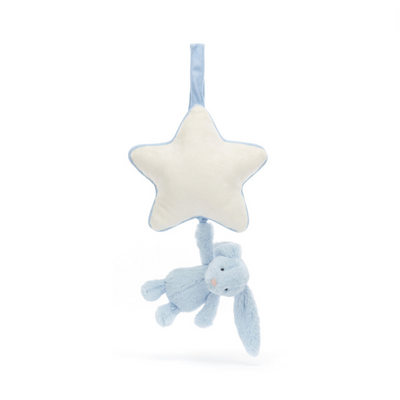Bashful Blue Bunny Musical Pull by Jellycat