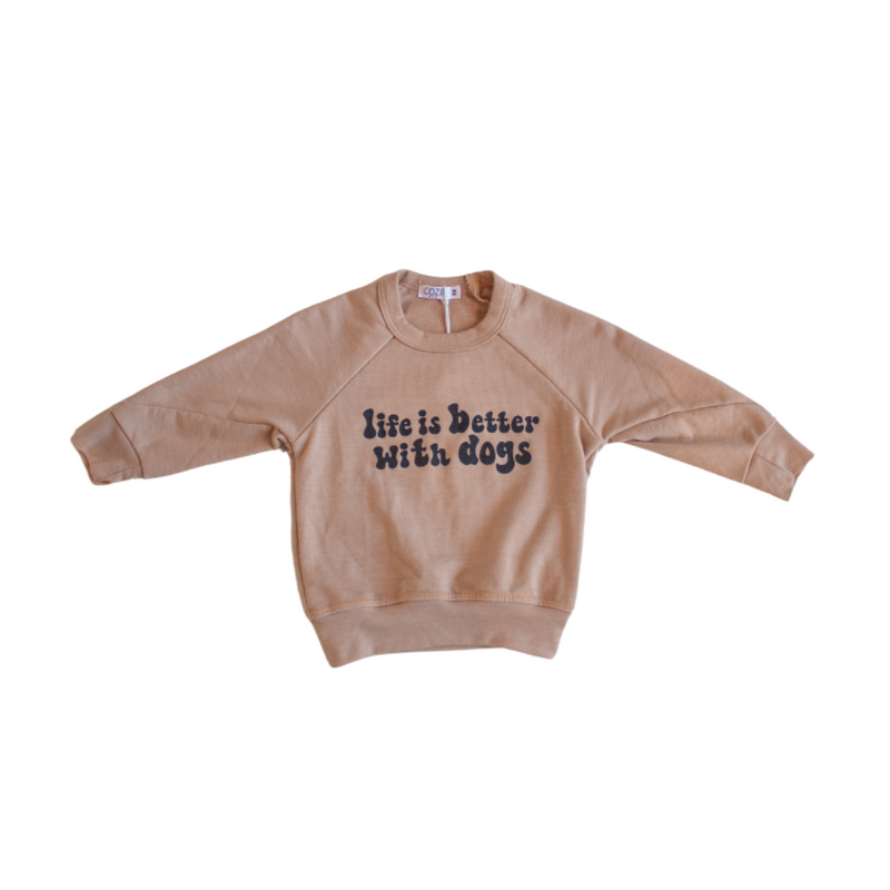 Life Is Better With Dogs Sweatshirt - Beige by Cozii FINAL SALE