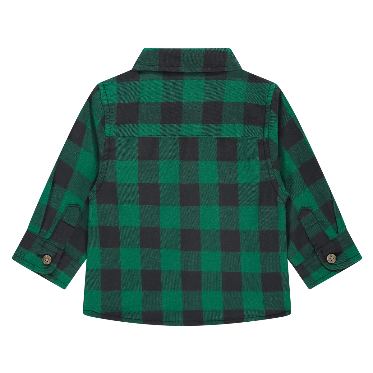 Green and black checkered shirt on a white background