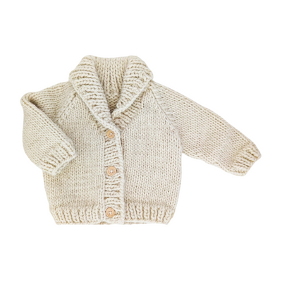 Shawl Collar Cardigan Sweater - Natural by Huggalugs