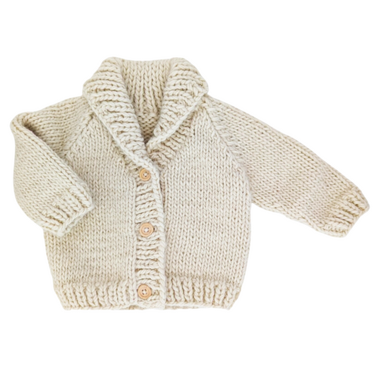 Shawl Collar Cardigan Sweater - Natural by Huggalugs