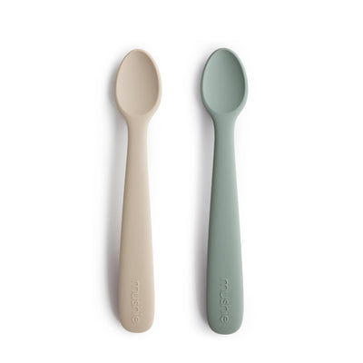 Silicone Feeding Spoons 2 Pack - Cambridge Blue/Shifting Sand by Mushie & Co