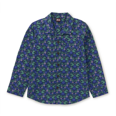 Printed Button Up Shirt -  Dragon Floral by Tea Collection