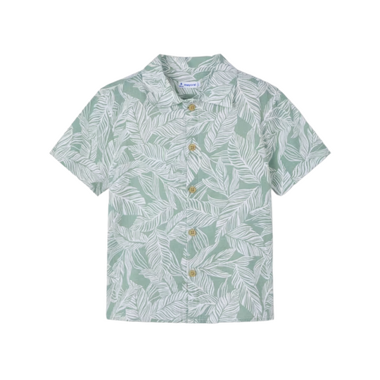 Short Sleeve Tropical Print Button Up - Dark Laurel by Mayoral - FINAL SALE