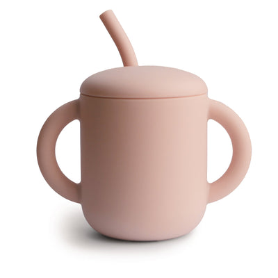 Silicone Training Cup + Straw - Blush by Mushie & Co