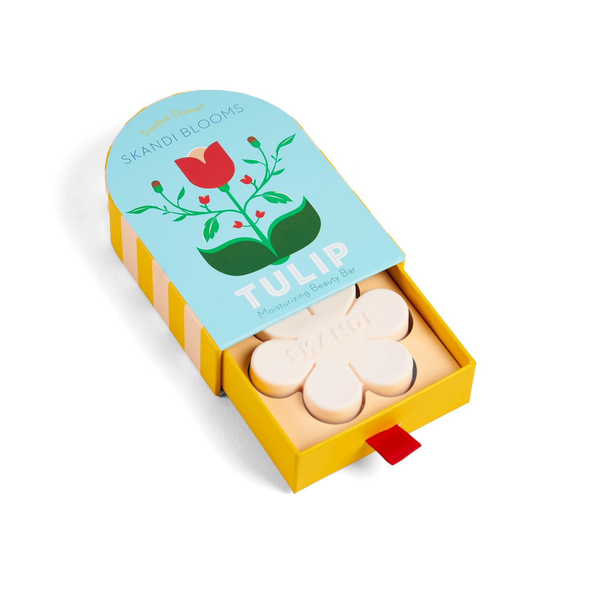 Skandi Blooms Tulip packaging with flowers inside on a white background