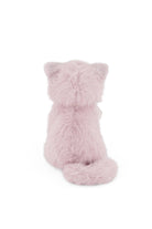 Back view of Jamie Kay's Moon the Kitty plush toy, showing its soft violet-toned fur and curved tail.