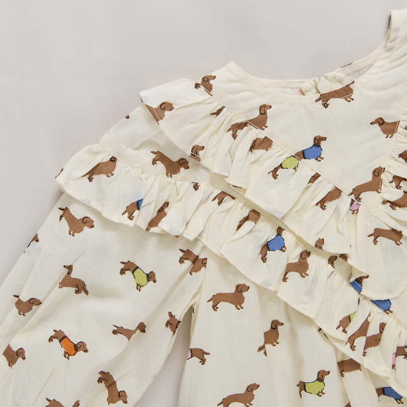 pink chicken dog dress Pink Chicken Baby Girl Dress Fatima Multi Dogs