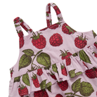 Children's dress with raspberry pattern on a white background