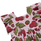 Children's dress with raspberry pattern on a white background