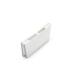 White rectangular object with a gray edge on a white background