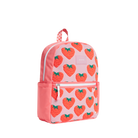 Backpack with strawberry pattern on a white background