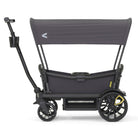 Black stroller with canopy on a white background