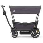 Black stroller with canopy on a white background