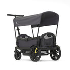 Black pet stroller with canopy on a white background