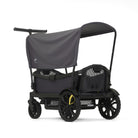 Black stroller with a gray canopy on a white background