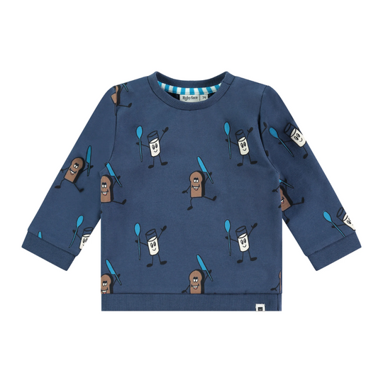 Baby Sweatshirt - Blue Breakfast Print by Babyface - FINAL SALE