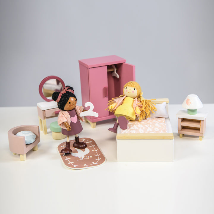 Dolls House Bedroom Wooden Furniture by Tender Leaf Toys