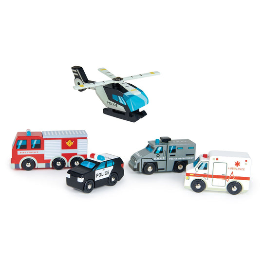 Emergency Vehicle Wooden Toy Set by Tender Leaf Toys