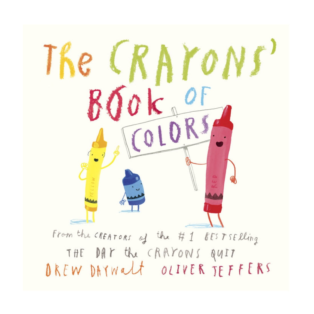 Book cover of 'The Crayons' Book of Colors' with colorful crayon characters on a white background.