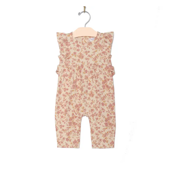 Tied Flutter Long Romper - Blush Floral by City Mouse - FINAL SALE