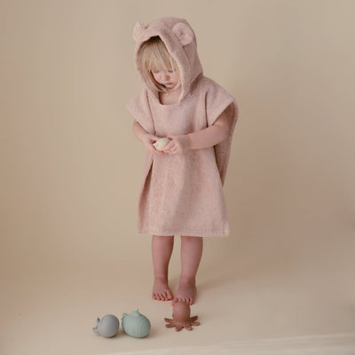 Organic Cotton Bear Poncho Towel - Blush by Mushie & Co