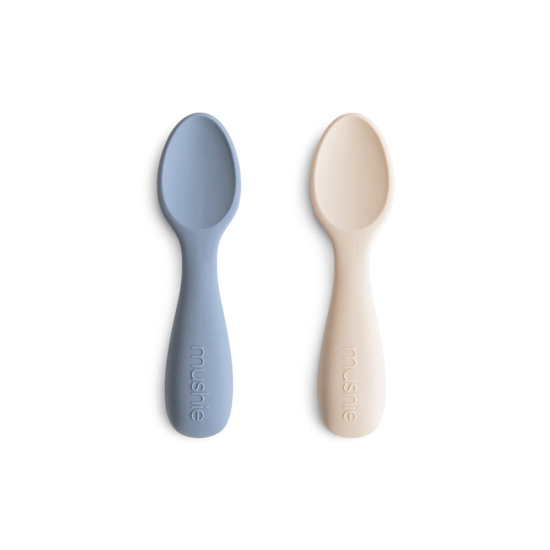 Silicone Toddler Starter Spoons 2-Pack - Tradewinds/Shifting Sand by Mushie & Co