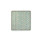 Patterned square ceramic plate on a white background