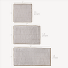 Measurement chart for different size mats with corresponding number of people they can accommodate.